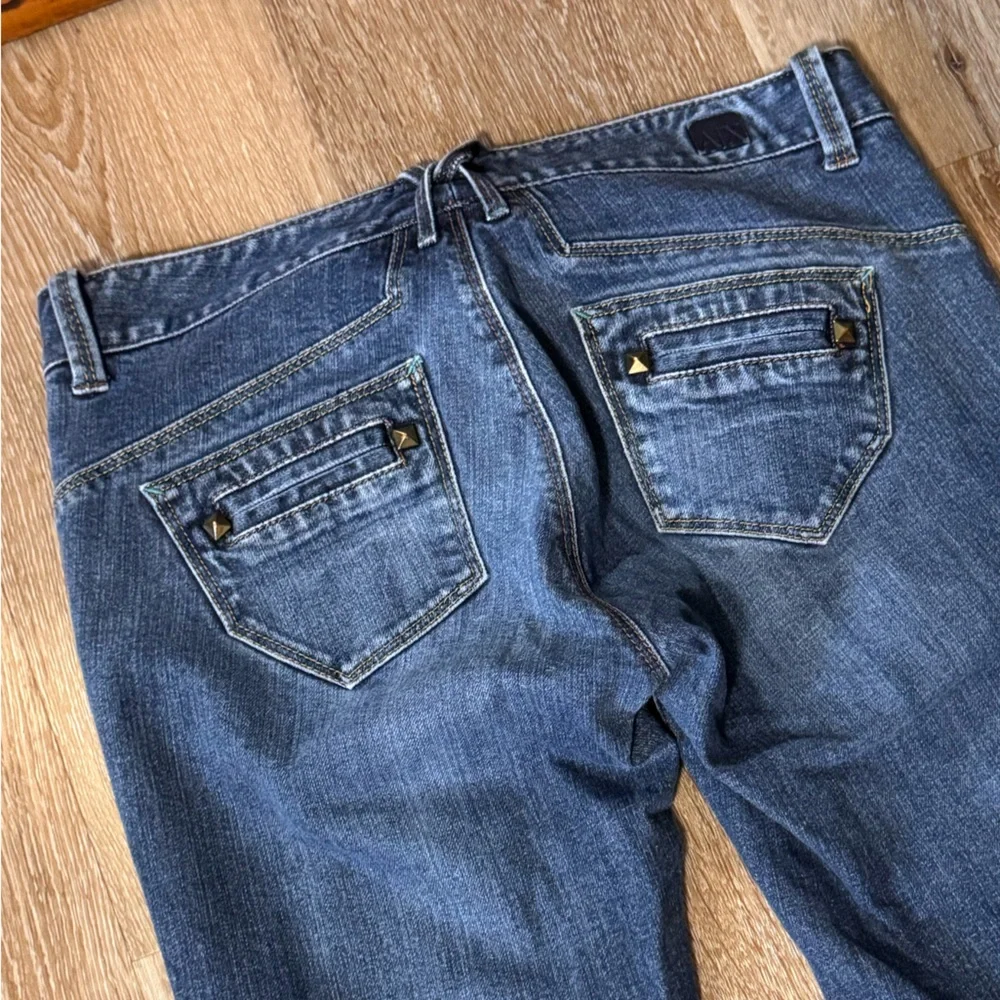 Armani Exchange Vintage Dark Blue Straight Leg Jeans w/‎ studs size 0